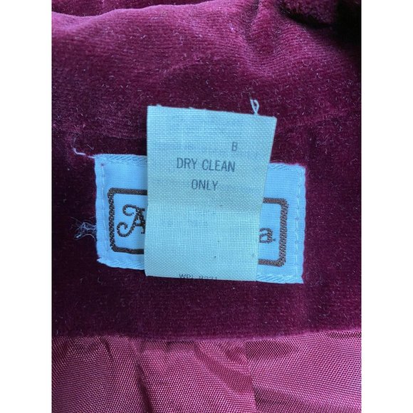 Vintage Addenda Maroon Velour Two Button Jacket W Pockets Women’s Size 2 - Picture 7 of 7